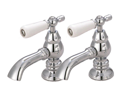 Basin Tap Set with White Lever Handles
