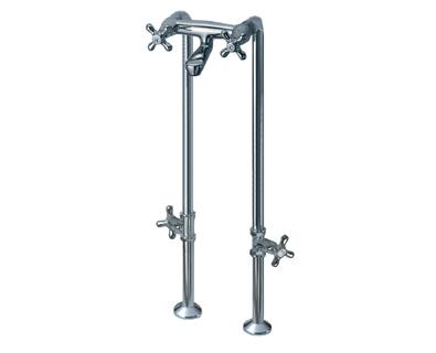 Tub Filler with Cross Metal Handles - Freestanding Supply Lines