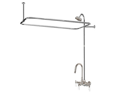 Goooseneck Clawfoot Tub and Shower Set - Lever Handles