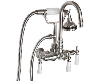 Chrome Tub Faucet with Gooseneck Spout - Lever Handles