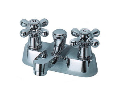 4" Classic Bathroom Faucet - Cross Metal Handles