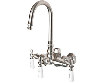Gooseneck Tub Faucet with Riser Connection - Brushed Nickel